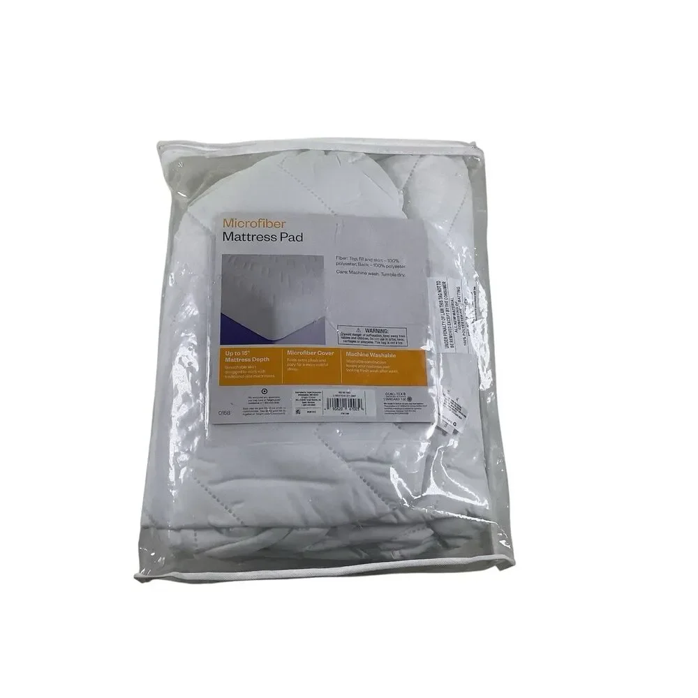Mattress Pad Twin/XL Twin Microfiber Room Essentials White New 15” Depth